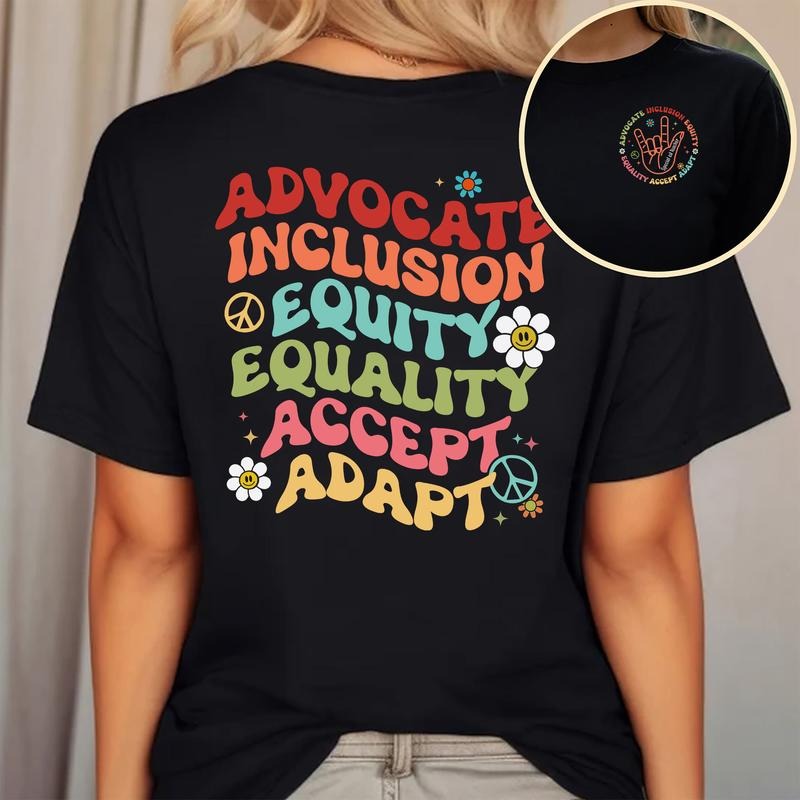Sandjest Special Ed Teacher T-Shirt  Advocate Inclusion Equity Equality Accept Adapt Gift for Women Girl Friend Hoodie,...