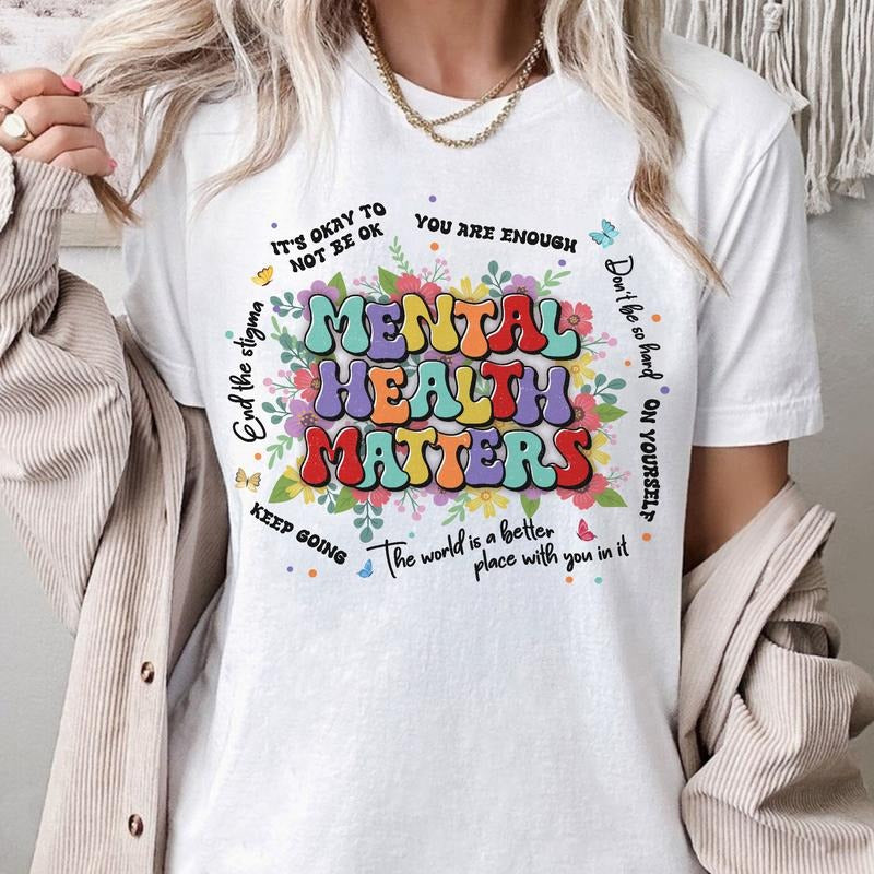 Sandjest T-Shirt Mental Health Matters Gift for Women Girl Friend Hoodie, Sweatshirt | HypeDripTees.com