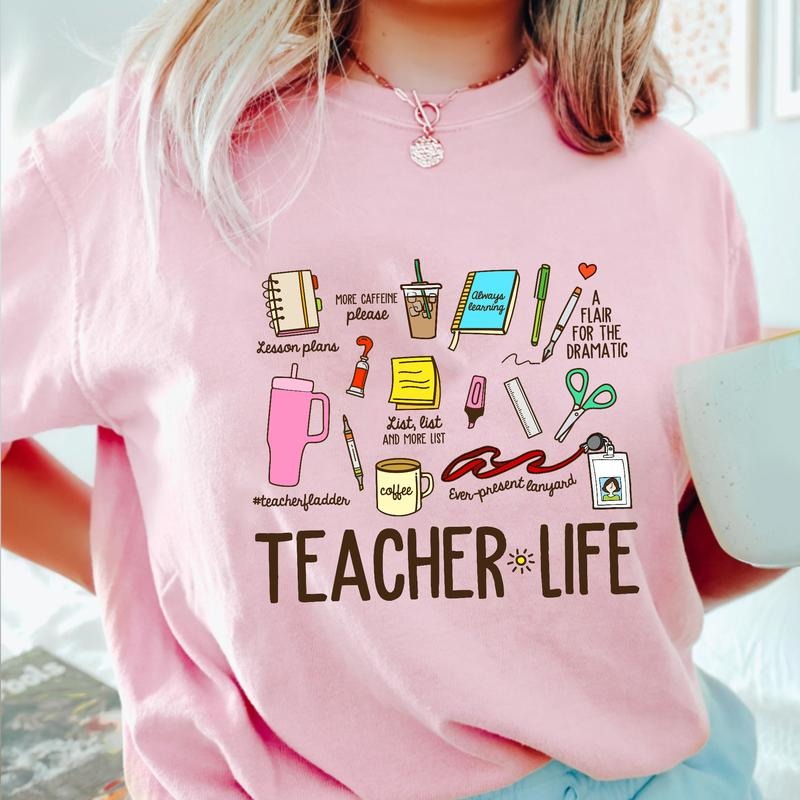 Sandjest Teachers T-Shirt Teacher Life Gift for Women Girl Friends Hoodie, Sweatshirt | HypeDripTees.com