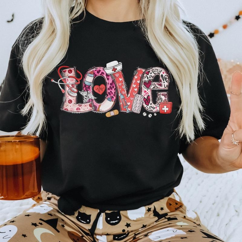 Sandjest Valentine T-shirt for Nurse Gift for Nurses Doctors Pharmacist Hoodie, Sweatshirt | HypeDripTees.com