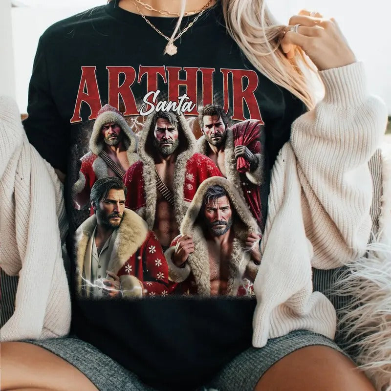 Santa Arthur Morgan Christmas Vintage T-Shirt, Arthur Morgan Red D*ad Redemption Shirt, Christmas Shirt,Gift For Movies...