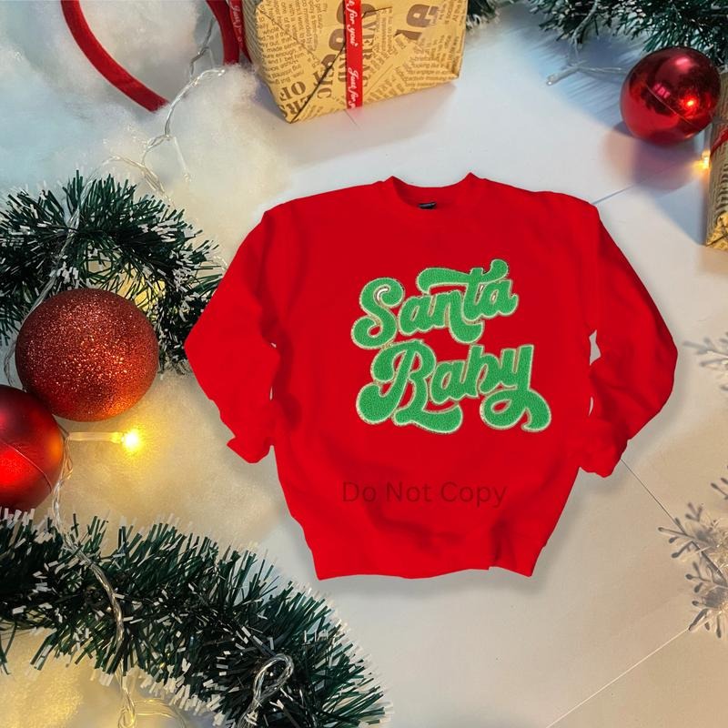 Santa Baby Chenille Patch ONLY - This is NOT a T Shirt Hoodie, Sweatshirt | HypeDripTees.com