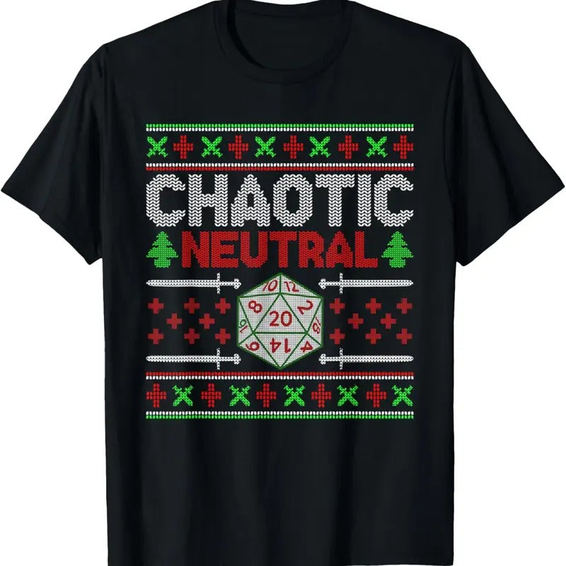 Santa Chaotic Neutral Christmas D20 Ugly Tabletop Sweater T-Shirt Hoodie, Sweatshirt | HypeDripTees.com