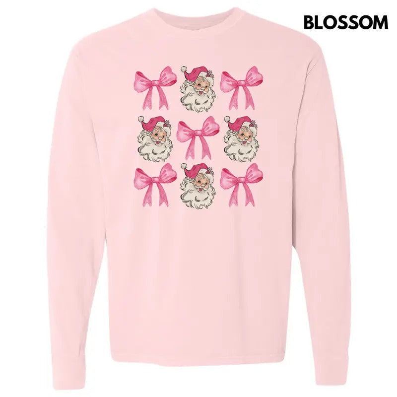 Santa Face Coquette Collage Long Sleeve Comfort Colors T-Shirt 'NLB' Hoodie, Sweatshirt | HypeDripTees.com