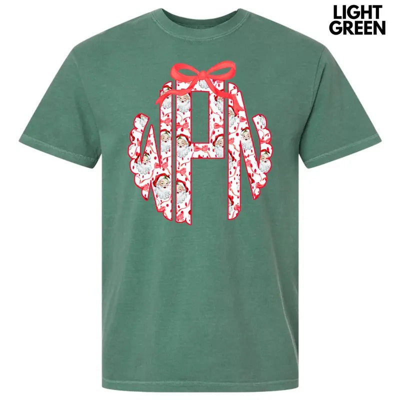 Santa Face Monogram Comfort Colors T-Shirt 'NLB' Hoodie, Sweatshirt | HypeDripTees.com