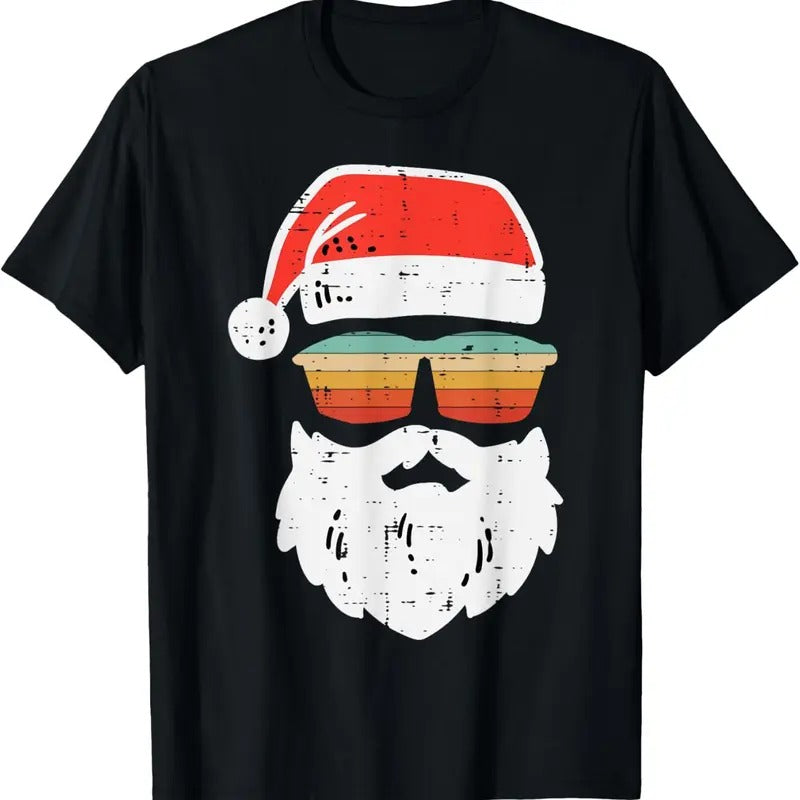 Santa Face Retro Sunglasses Christmas Xmas Men Women Kids T-Shirt Hoodie, Sweatshirt | HypeDripTees.com