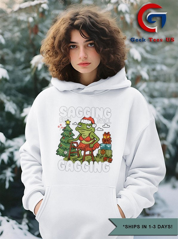 Santa Frog sagging but still gagging Christmas shirt