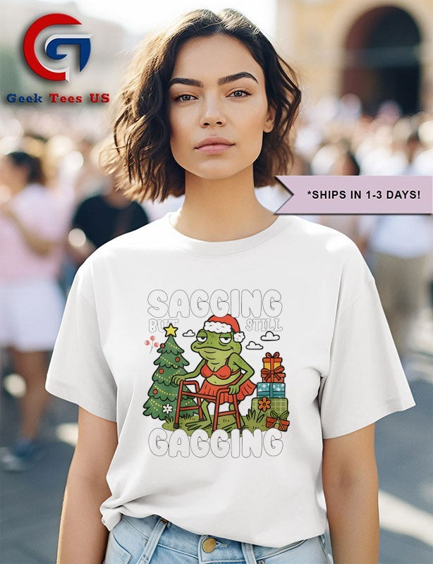 Santa Frog sagging but still gagging Christmas shirt