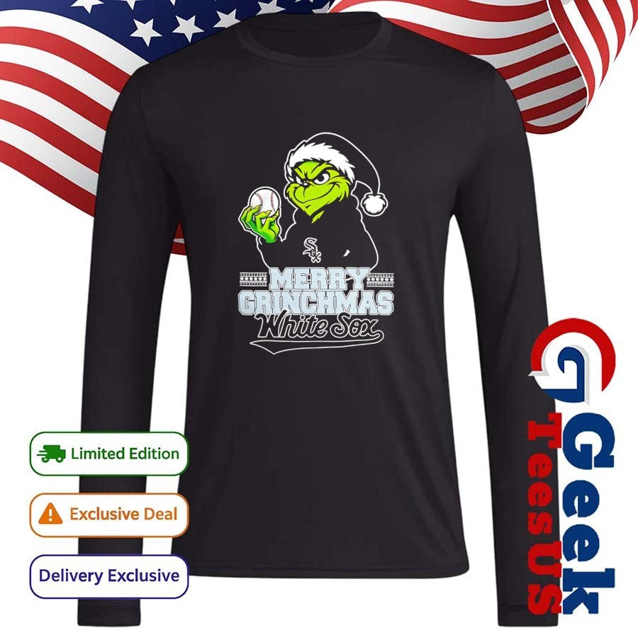 Santa Grinch wears Chicago White Sox baseball Merry Christmas 2025 shirt