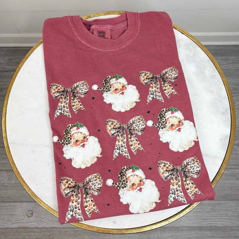 Santa Leopard Coquette Collage Comfort Colors T-Shirt 'NLB' Hoodie, Sweatshirt | HypeDripTees.com