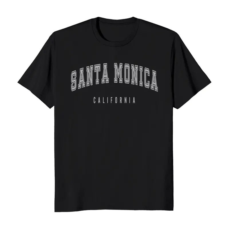 Santa Monica California Classic Short Sleeve Men's T-Shirt Casual Cotton Hoodie, Sweatshirt | HypeDripTees.com