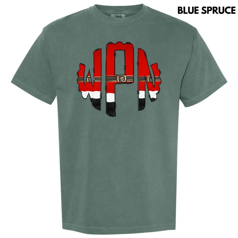 Santa Outfit Monogram Comfort Colors T-Shirt 'NLB' Hoodie, Sweatshirt | HypeDripTees.com