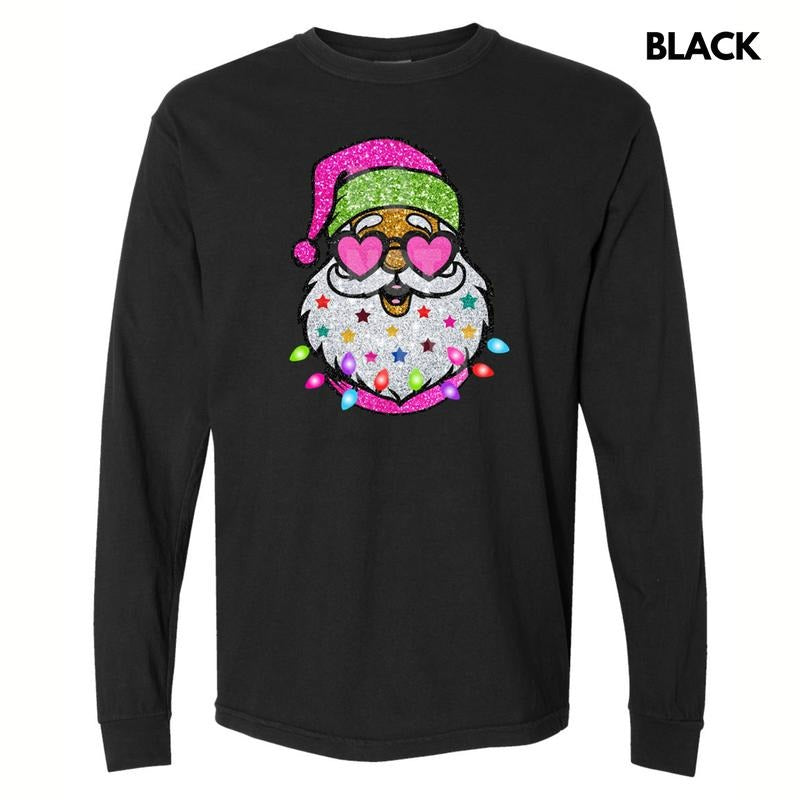 Santa With Sunnies Long Sleeve Comfort Colors T-Shirt Hoodie, Sweatshirt | HypeDripTees.com