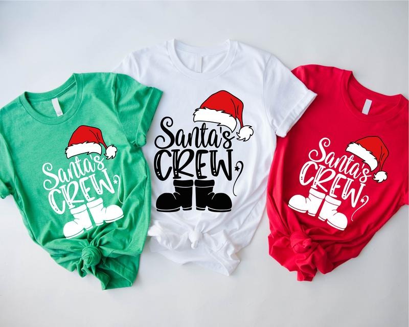 Santa's Crew Shirt, Christmas Matching Family Outfit, Winter Holiday Cousin Crew Gift Tee, Family Gathering Christmas...