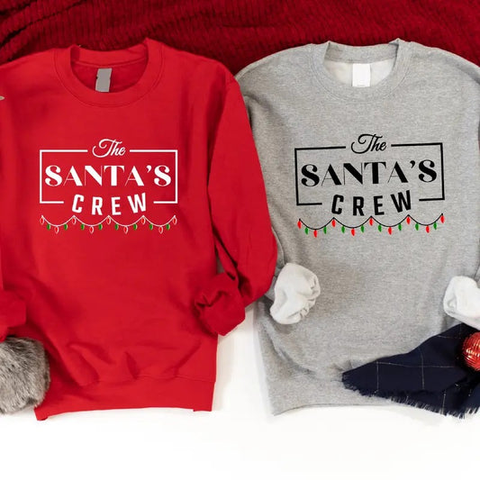 Santa's Crew Sweatshirt, Family Matching Christmas Hoodies, Cousin Christmas Crew Sweaters, Reunion Christmas Party Long Sleeve, Unisex Holiday Outfit.