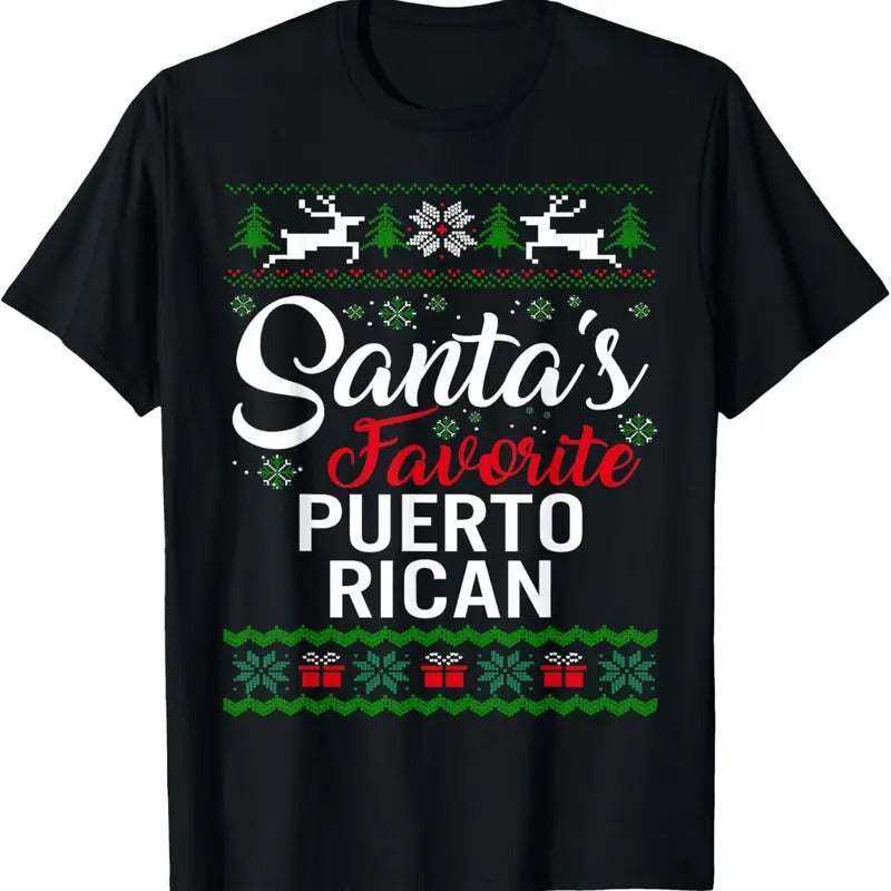 Santa's Favorite Puerto Rican Christmas Ugly Sweater family T-Shirt Hoodie, Sweatshirt | HypeDripTees.com
