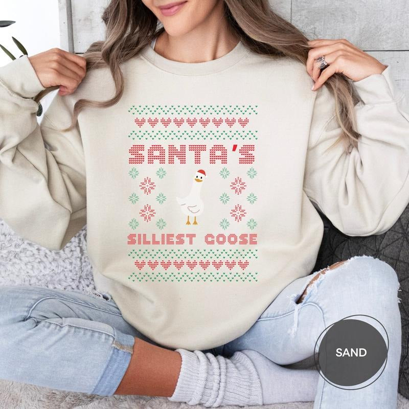 Santa's Silliest Goose Sweatshirt, Silly Goose Sweatshirt, Funny Christmas Sweater, Silly Goose, Goose Shirt, Unisex...