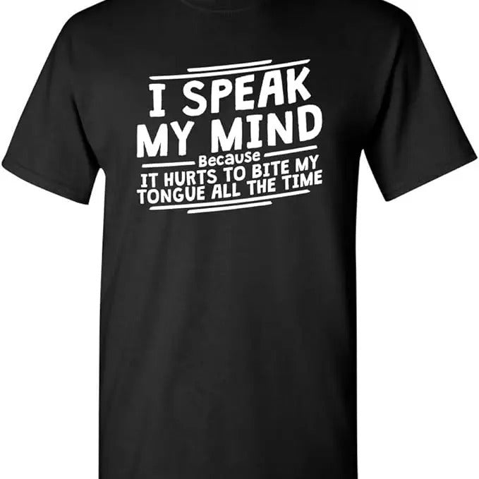 Sarcastic Humor Shirts, It Hurts to Bite My Tongue Graphic Novelty Sarcastic Funny T-Shirt Menswear Top Casual Classic...