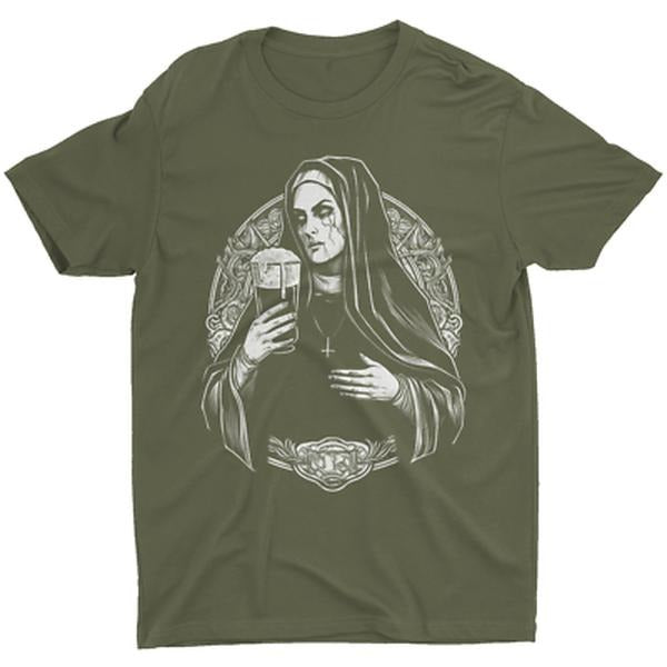 Satanic Unholy Nun Occult Gothic Evil Bad Nun T Shirt Beer Vintage, Funny T-shirt, Vintage Graphic Tee Hoodie, Sweatshirt