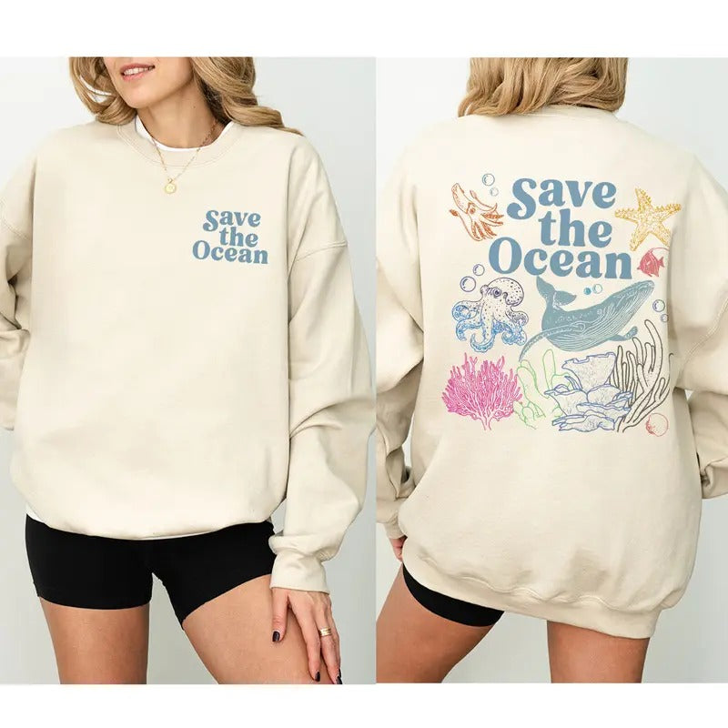 Save The Ocean Sweatshirt, Protect Our Oceans Hoodie, Shark Sweatshirt, Save The Ocean Hoodie, , Marine Biologist,...