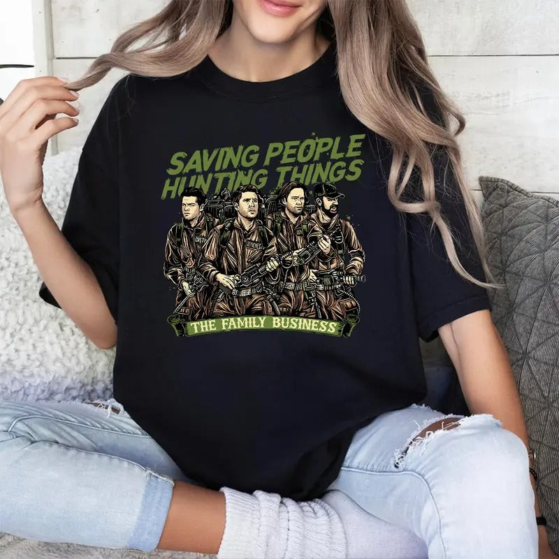 Saving People Hunting Things The Family Business T Shirt, Supernatural T Shirt, Fashion Cotton, Full Colors, Full Sizes,...