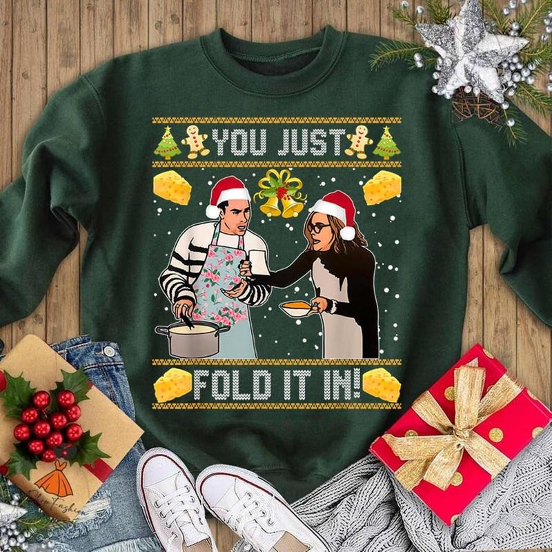 Schitts Creek Ugly Christmas Shirt, You Just Fold It In Shirt, Best Wishes Warmest Regards Ew David Holiday Shirt, Funny...