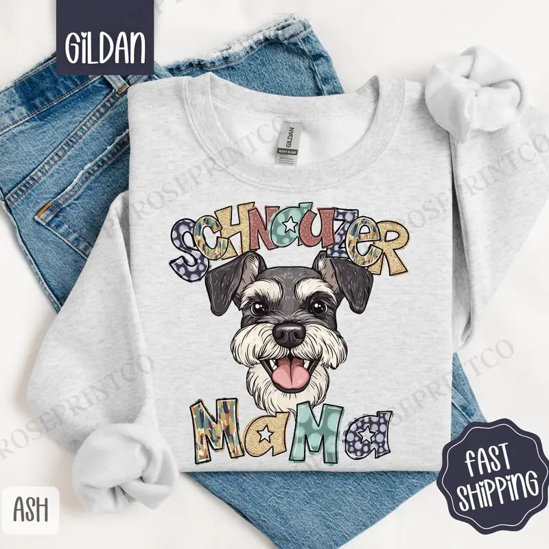 Schnauzer Mama Sweatshirt, Mama Women's Crewneck, Cute Dog Mom Women's Sweatshirt T-Shirts, Hoodie | HypeDripTees.com