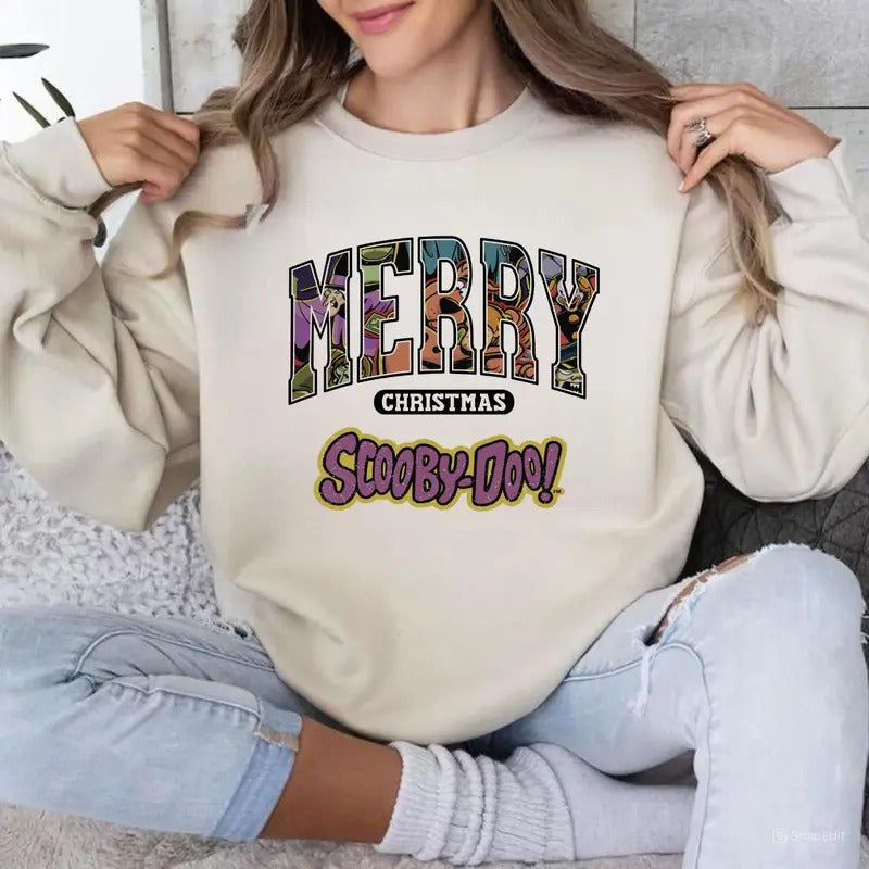 Scooby Doo Merry Christmas 90s Movies Sweatshirt, Retro Christmas Movies Sweatshirt, Vintage Christmas Sweatshirt, Gift...