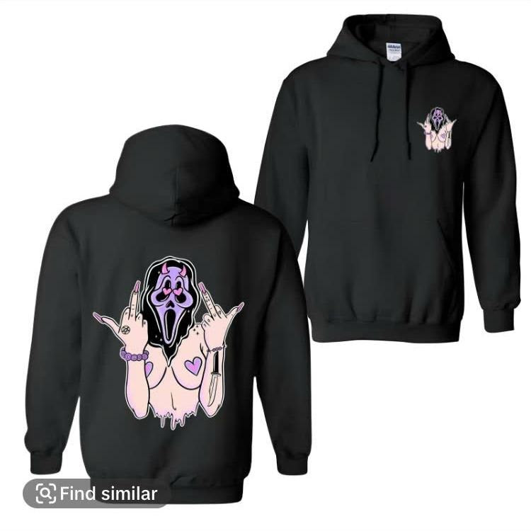Scream Funny Expression with Na.ked Body Black Print Hoodie, T-Shirt