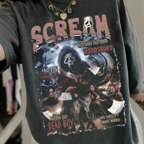 Scream Vintage Ghostface Horror Movie Tee For Women, Ghostface Vintage 90s Graphic T-Shirt, Y2K 90s Graphic Shirt, shirt...