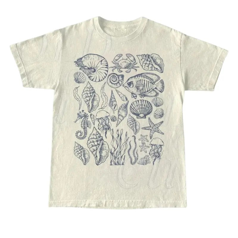 Sea Creatures Tshirt, Retro Ocean Lovers Nature Shirt, Sealife, Ocean Plants Shirt, Fish Lovers Gift, Sea Animlas, Unisex...