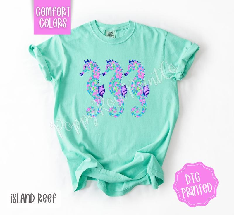Seahorse Trio Comfort Colors Tshirt, Cute Beach Shirt, Trendy Summer Tee, Gift for Her Hoodie, Sweatshirt | HypeDripTees.com