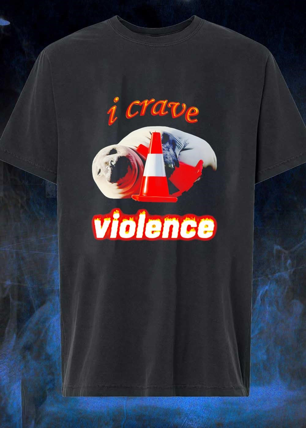 Seal With Traffic Cone i crave violence T-Shirt