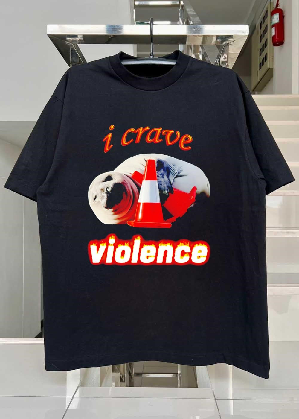 Seal With Traffic Cone i crave violence T-Shirt