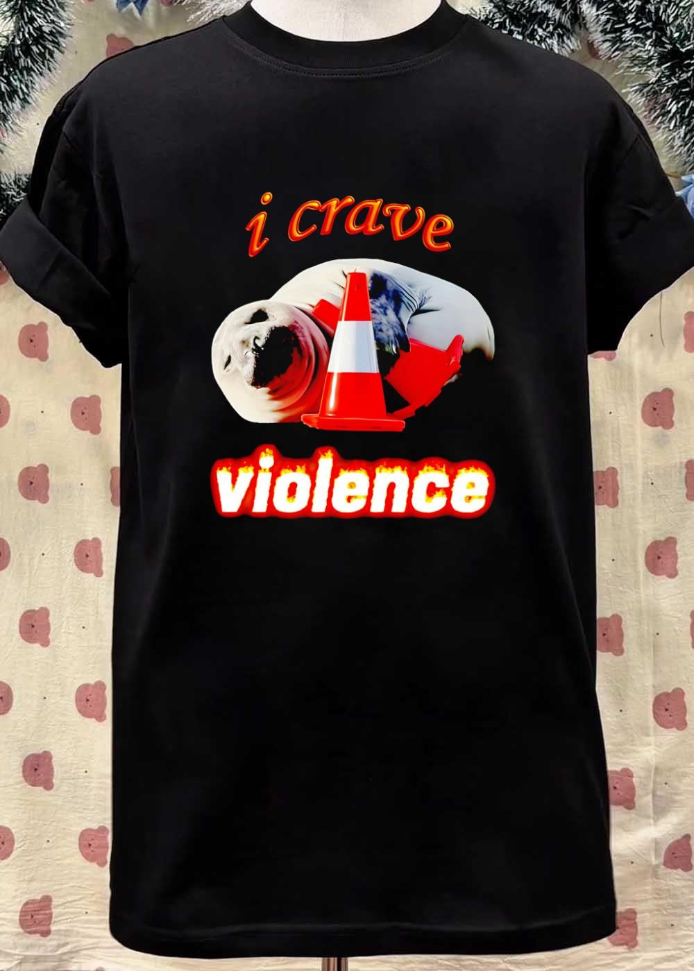 Seal With Traffic Cone i crave violence T-Shirt