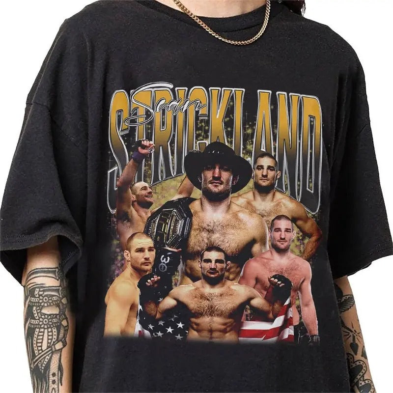 Sean Strickland 90s Vintage Bootleg Style T-Shirt, Classic Retro Graphic Unisex Tee Gift For Men and Women Hoodie, Sweatshirt