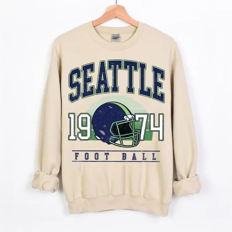 Seattlle Football Vintage Graphic T-shirt Seattlle Football Crewneck Crewneck Fan Gift Hoodie, Sweatshirt | HypeDripTees.com