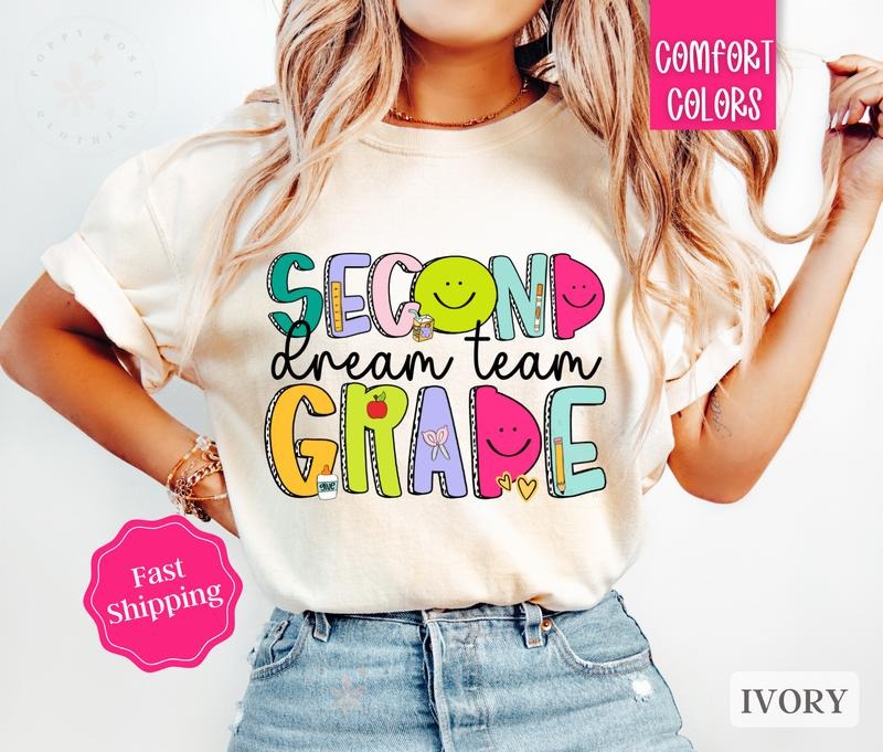 Second Grade Dream Team Teacher Shirt Comfort Colors, Gift For Teacher Appreciation, Back to School Hoodie, Sweatshirt