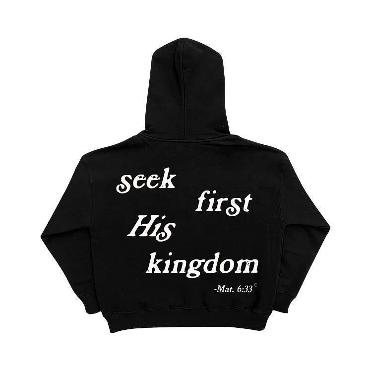 Seek First His Kingdom Graphic Hoodie vintage  shirts Cotton Menswear Sweatshirt | HypeDripTees.com