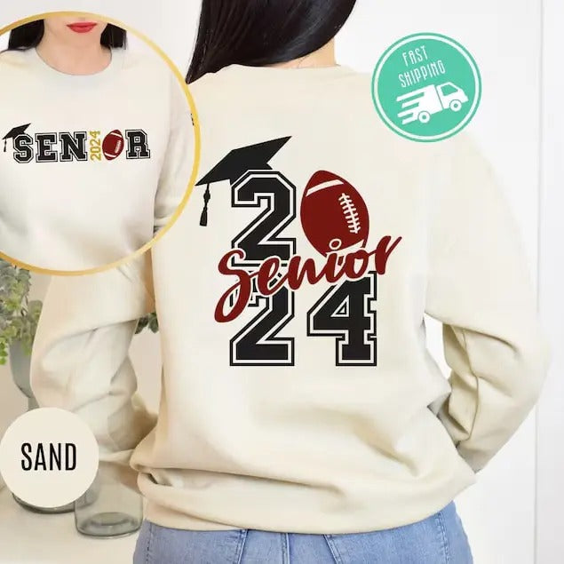 Senior 2024 Sweatshirt, Graduation 2024 Hoodie, Senior Gift Graduation, Back and Front Senior Shirt, Class Of Shirts,...