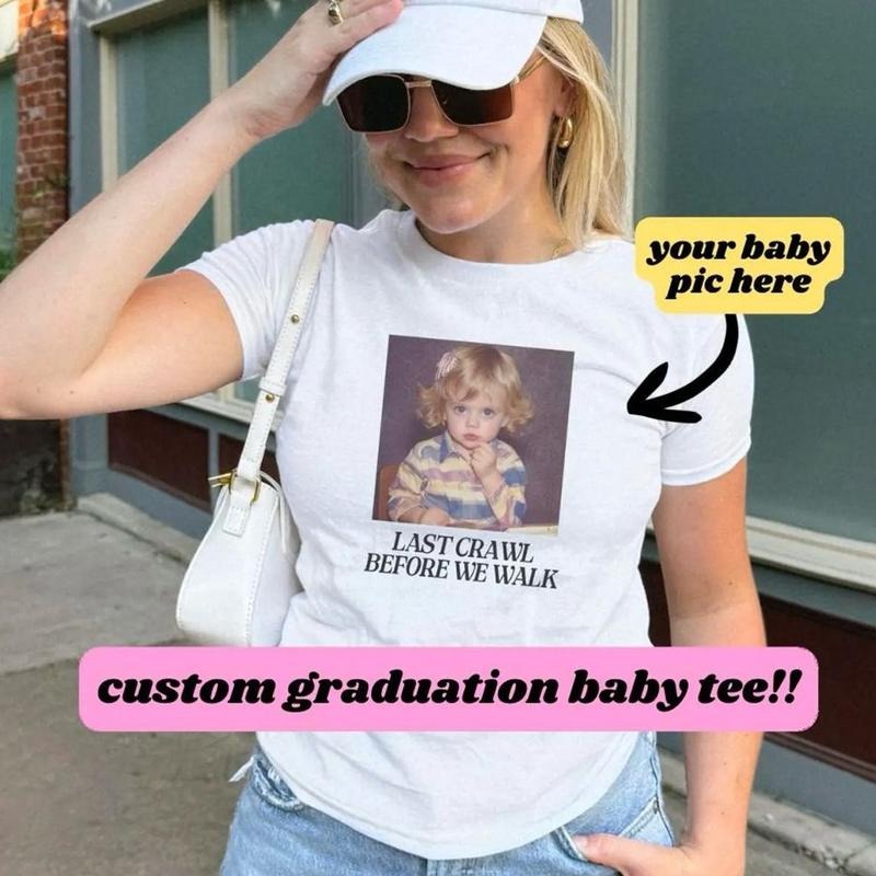 Senior 2025 Baby Tee, Custom Graduate Y2K Shirt, Last Crawl Before We Graduate, Graduation 2025 Baby Tee , Sorority Grad...