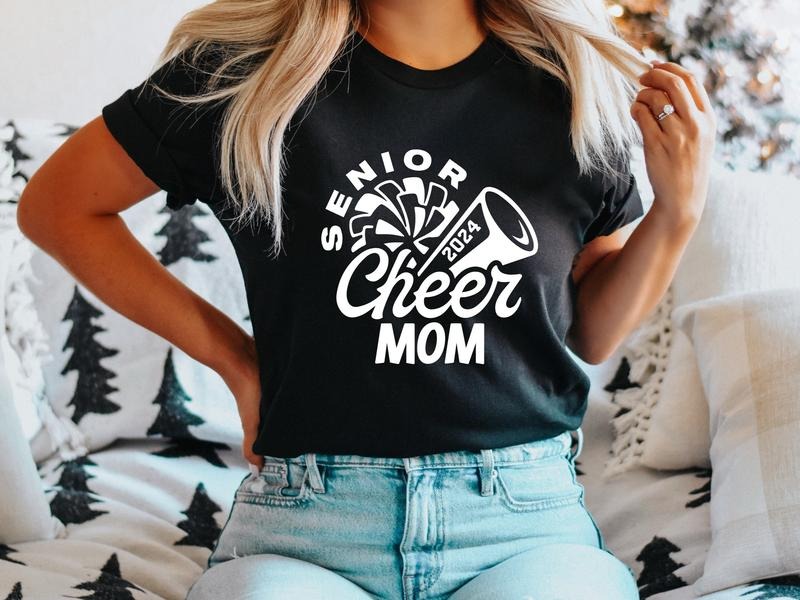 Senior Cheer Mom 2024 Shirt, Class Of 2024 T-shirt, Cheer Mom Gift Tee, Graduation Tee, Cheerleader Tee, Sport Team...