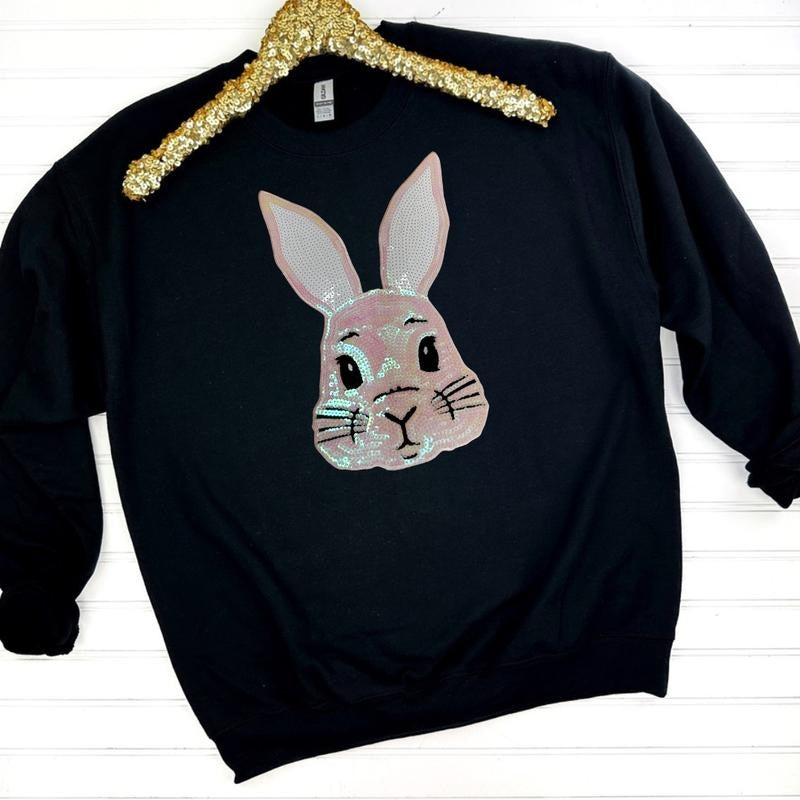Sequin Bunny Face Gildan Sweatshirt T-Shirts, Hoodie | HypeDripTees.com