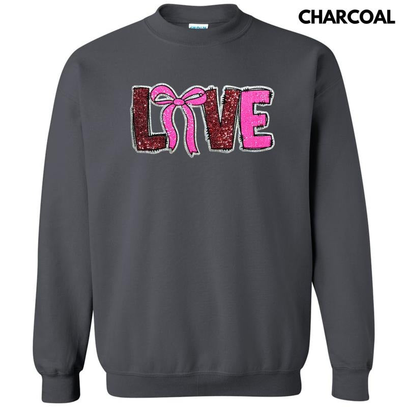 Sequin Love Bow  Patch Sweatshirt T-Shirts, Hoodie | HypeDripTees.com