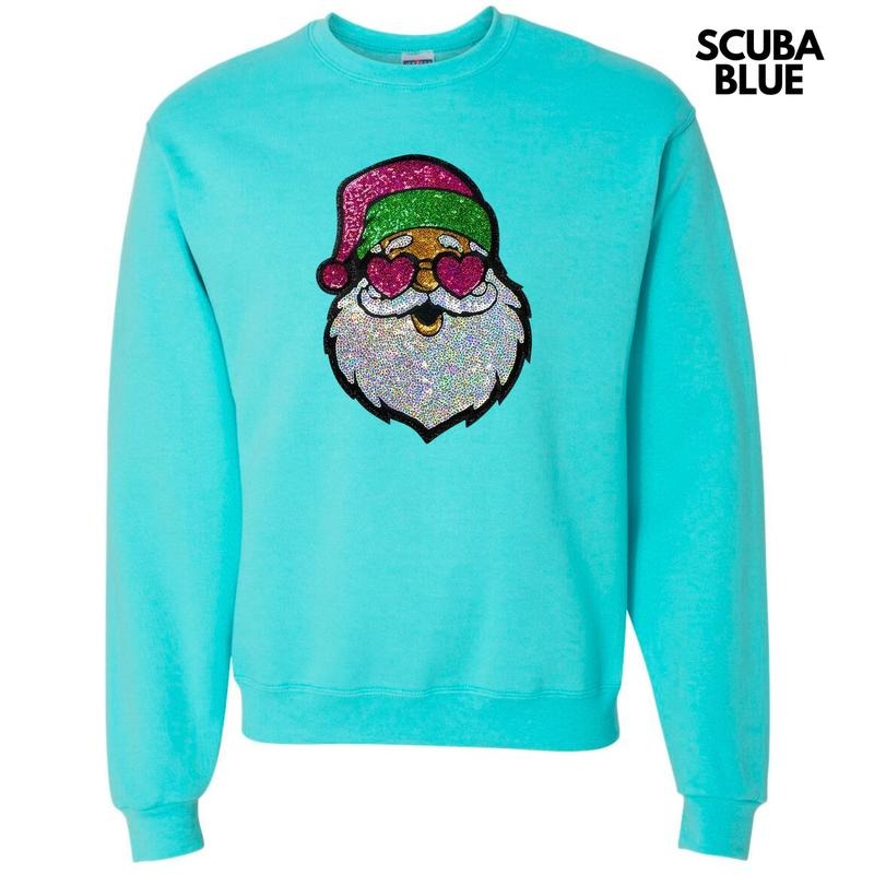Sequin Santa Heart Eyes Patch Sweatshirt T-Shirts, Hoodie | HypeDripTees.com