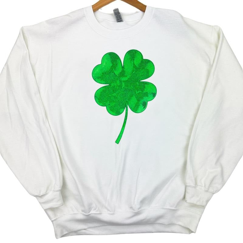 Sequin Shamrock Patch Sweatshirt -- Multiple Colors T-Shirts, Hoodie | HypeDripTees.com