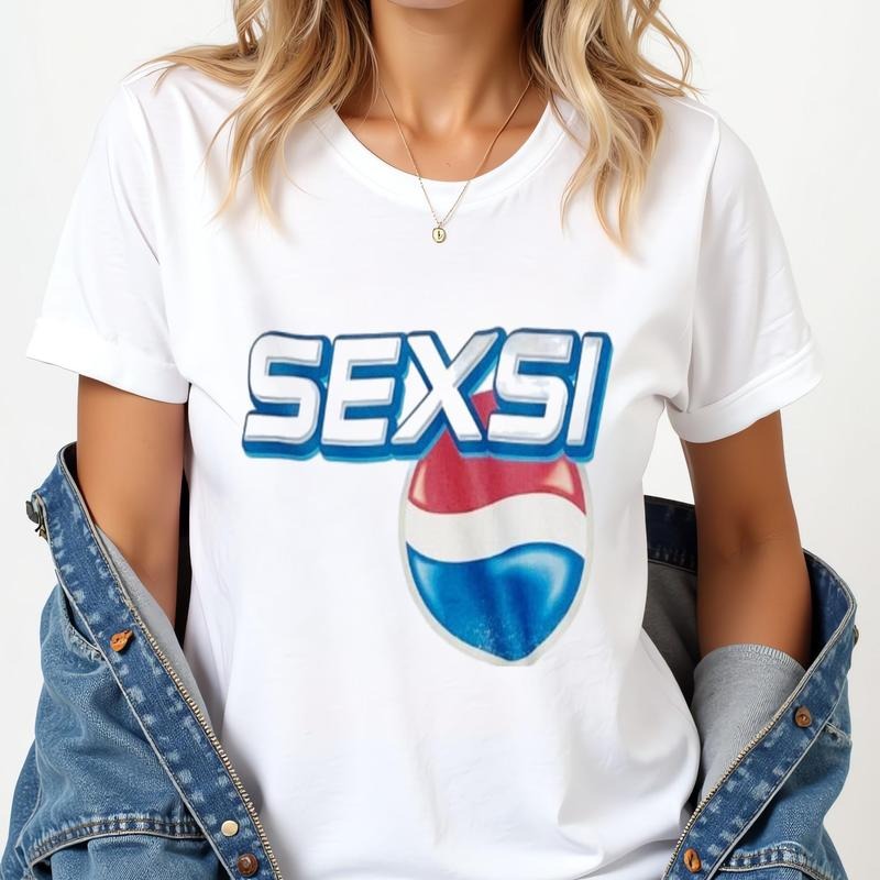 Sexsi Funny Meme White T-Shirt Parody Branding Logo Funny T-Shirt Hoodie, Sweatshirt | HypeDripTees.com