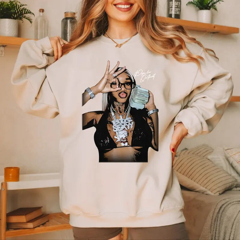 Sexxy Reddd Exclusive Merch Sweatshirt - Stand Out with This Iconic Big Face Graphic T-Shirts, Hoodie | HypeDripTees.com