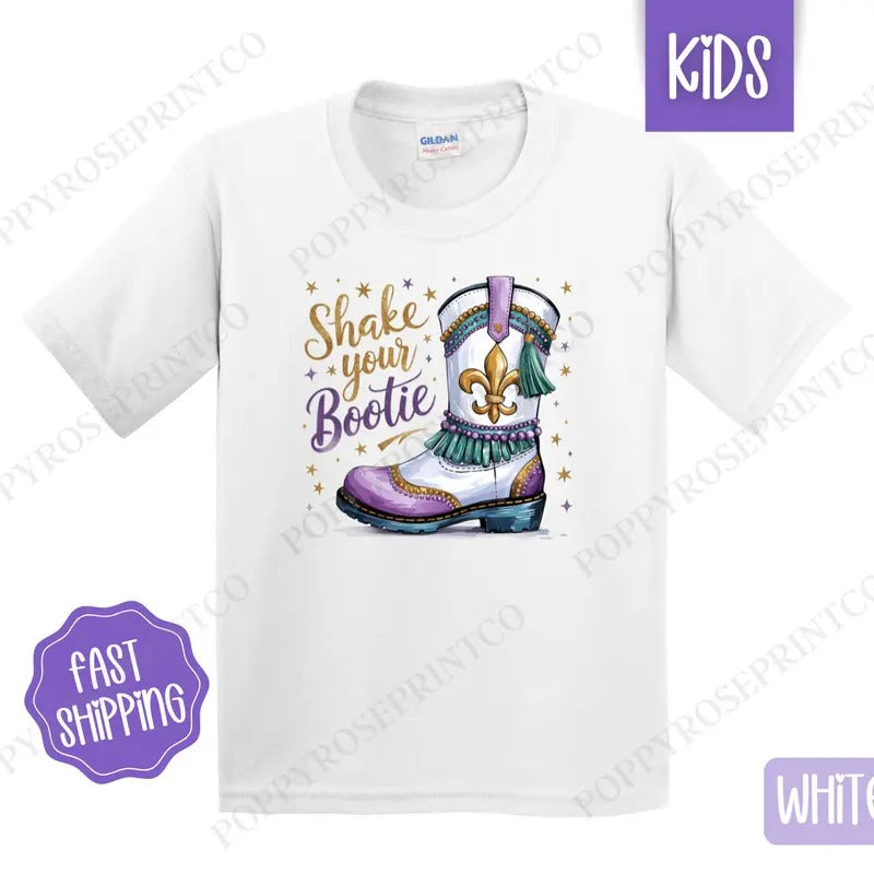 Shake Your Bootie Kids Shirt - Mardi Gras Children's Tshirt - Cute Youth Tee Gildan Hoodie, Sweatshirt | HypeDripTees.com