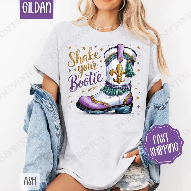 Shake Your Booties Shirt Gildan, Mardi Gras Women's Tee, Holiday Women's Tshirt Plus Sizes Oversized Louisiana Shirt...